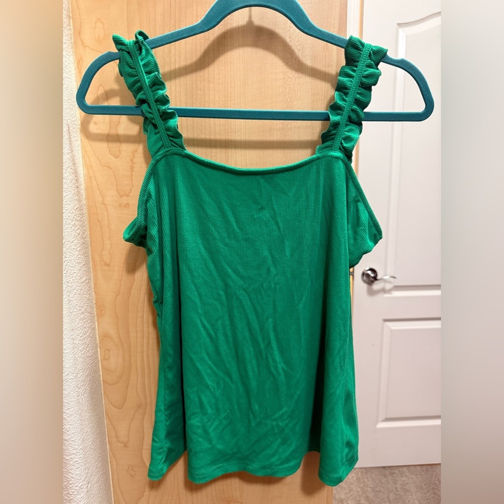 Green Ruffled Strap Women's Top